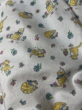 Cotton Flannel Fabric Yellow Kittens Cats White Background Double Brushed