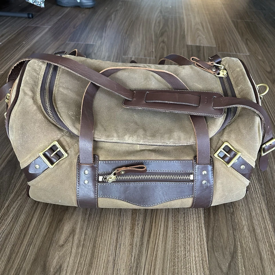 Bolso de Lona Encerada Ala Blanca con Cuero para el Hombro 20”x11” Pulgadas LEER Foto 2 de 4