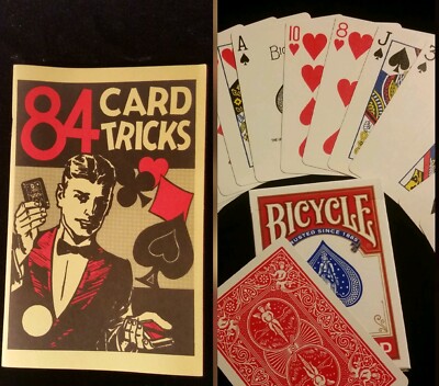NEW Bicycle Deck plus Magic Book-84 Card Tricks- ez to learn with ordinary deck