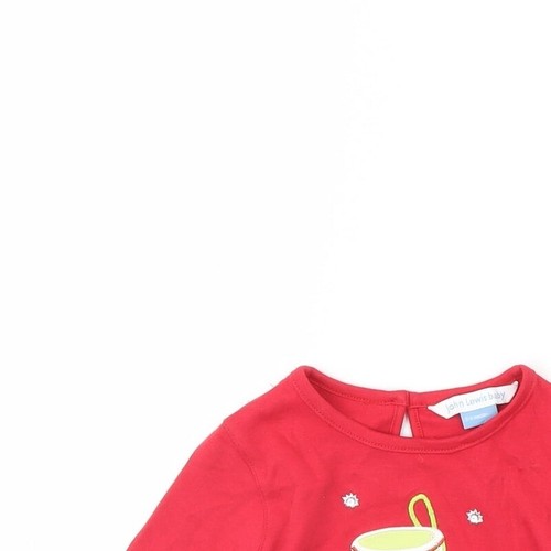 John Lewis Baby Red Cotton Blend T-Shirt Size 3-6 Months christmas - Picture 3 of 12