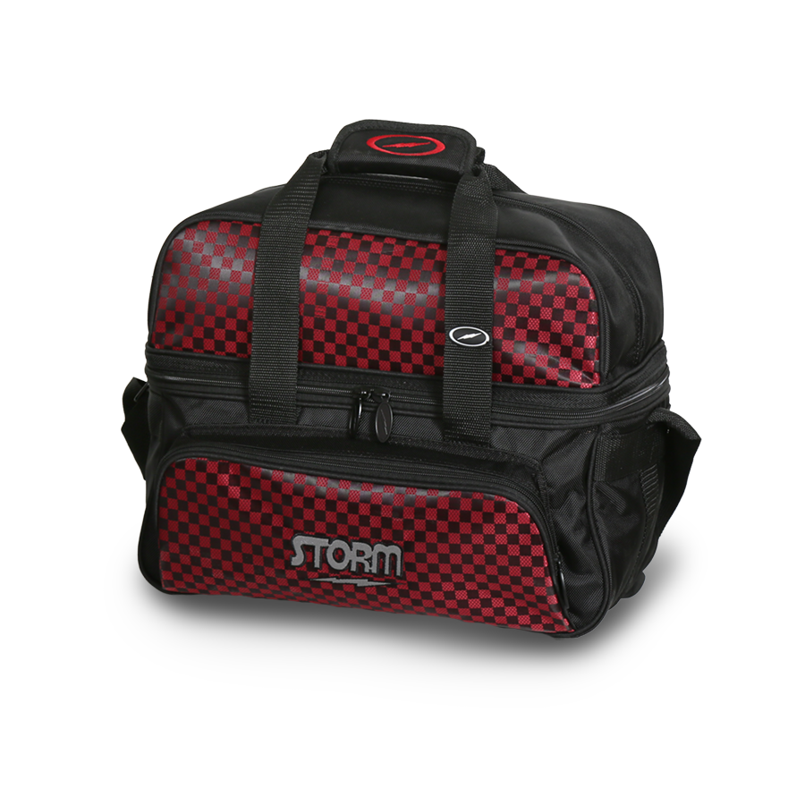 STORM CHECKERED DELUXE 2 BALL TOTE BOWLING BAG - BLACK/RED