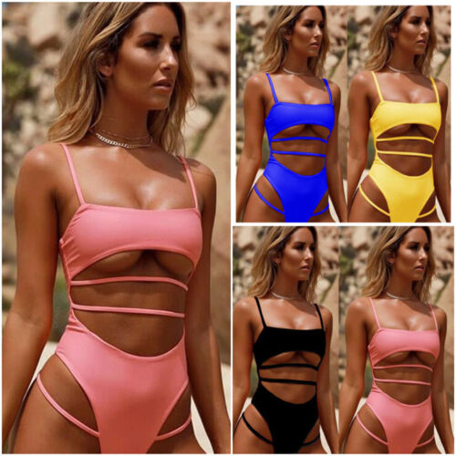 Traje de baño con tiras recortado vendaje traje de baño ropa de playa - Imagen 7 de 9