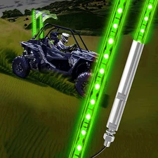 2 Pack Led Whip Light Lighted Whips for UTV GREEN Color Led CB Antenna 3ft Optic