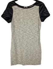 Banana Republic Size 6 Gray Black Knit Shift Knot Short Sleeve Dress