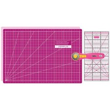 Zestaw mat tnących Semplix A3 różowo-jagodowa mata 45 x 30 cm linijka przecinarka rolkowa