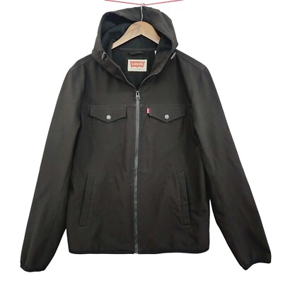 Levi's Men's Black Hooded Windbreaker Jacket Size M Polyester