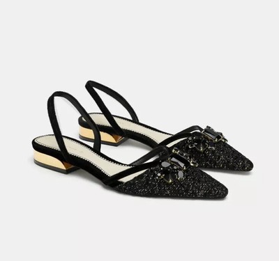 zara black slingback shoes