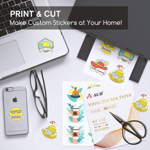 Waterproof Printable Vinyl Sticker Paper for Inkjet Printer - 15 Clear White A4 - Picture 2 of 6