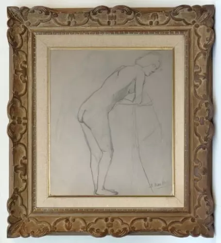 HOFFET & SCHLUMBERGER (1901-1976) DELICATE NUDE WOMEN'S BLACK STONE 1924 (37)