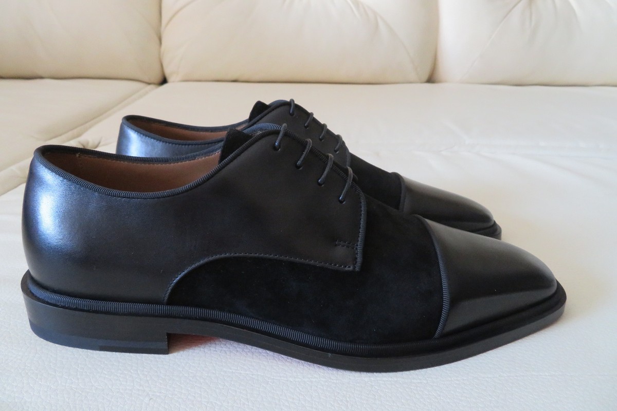 NEW $945 CHRISTIAN LOUBOUTIN Flat Calf Suede Derby Oxford