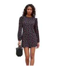 REFORMATION Cherry Print Bedford Short Mini Dress Black Red Valentines Small Q11
