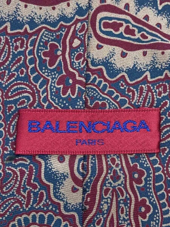BALENCIAGA Men's Silk Multicolored Paisley Necktie Used eBay