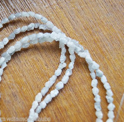 Raw White Conflict Free Loose Diamond Rough Tumbles 3-5mm Beads 16'' Strand NR00