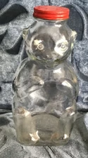 Vintage Large 1950s Snow Crest Beverages Glass Bear Coin Bank Bottle 8.5" tall