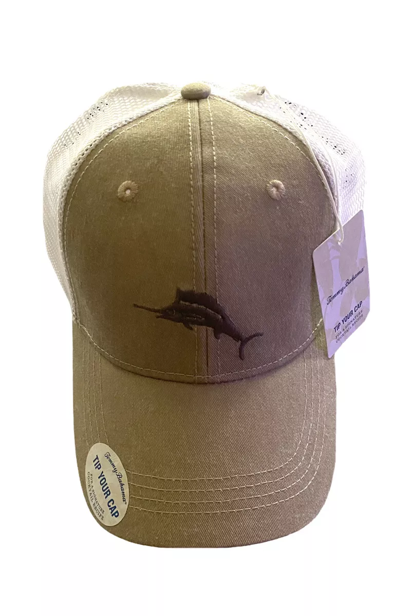 Tommy Bahama Tip Your Cap Baja Margarita Baseball Mesh Kahki Marlin Hat NEW