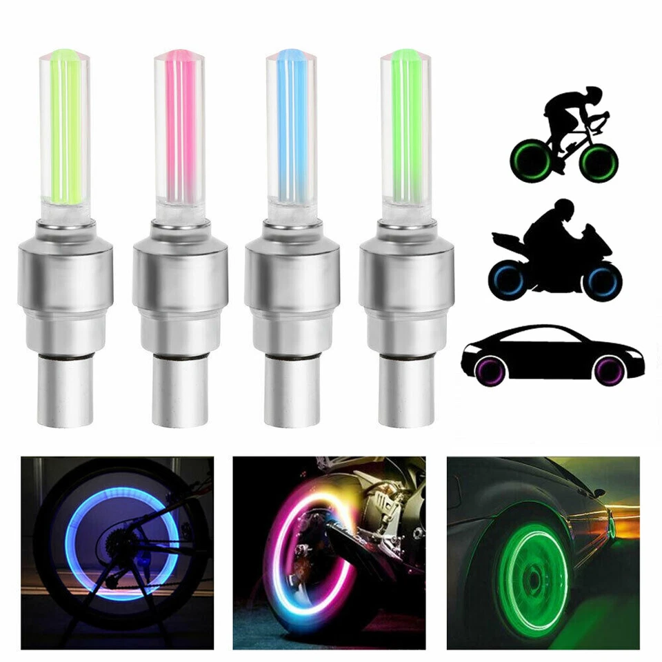 LED Flash Light Valve Stem Caps For Car Bike Bicycle Wheel Tire Valve Dust Caps, — 第 3/4 张图片