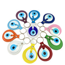 Lucky Leather Evil Eye Keychain White Evil Eye Bead Handmade Evil Eye Key Ring