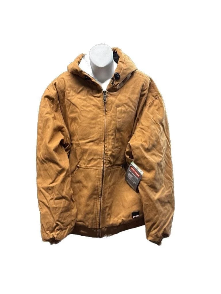 Craftsman Men's Brown Duck Canvas Insulated Hooded Work Jacket