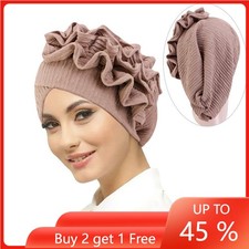 Muslim Women Ruffles Hijab Indian Cap Turban Hair Loss Bonnet Hat Wrap Headwear