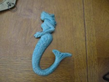 metal aqua mermaid towel coat hook hanger wall 5.5" coastal