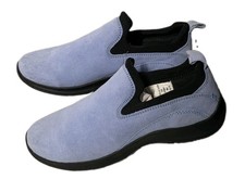 LANDS  END Womens Size 5 M SLIP ON Loafer Shoe Khaki Blue Suede Leather