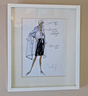 Vtg Fashion Design Sketch w Notes Signed Print Isaac Mizrahi Framed 11x13