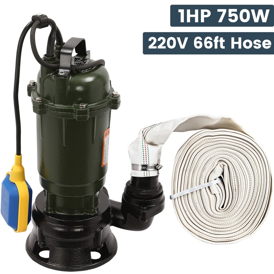 1HP Submersible Sewage Pump 110V Cast Iron – Automatic Float Switch, 7662GPH Max Flow, 67ft Head Height, 2-Inch Outlet, Basement & Septic Sump Pump For Wastewater & Flooding