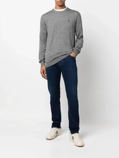 New Polo Ralph Lauren Solid Crewneck Wool Sweater Jumper with Pony - Grey Medium