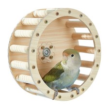 Wooden Pet Parrots Exercise Running Wheel With Stand Playing Toys For Birds
