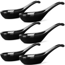 Asian Soup Spoons Set of 6, Ceramic Chinese Soup Spoons 7 Inch Japanese Spoon...