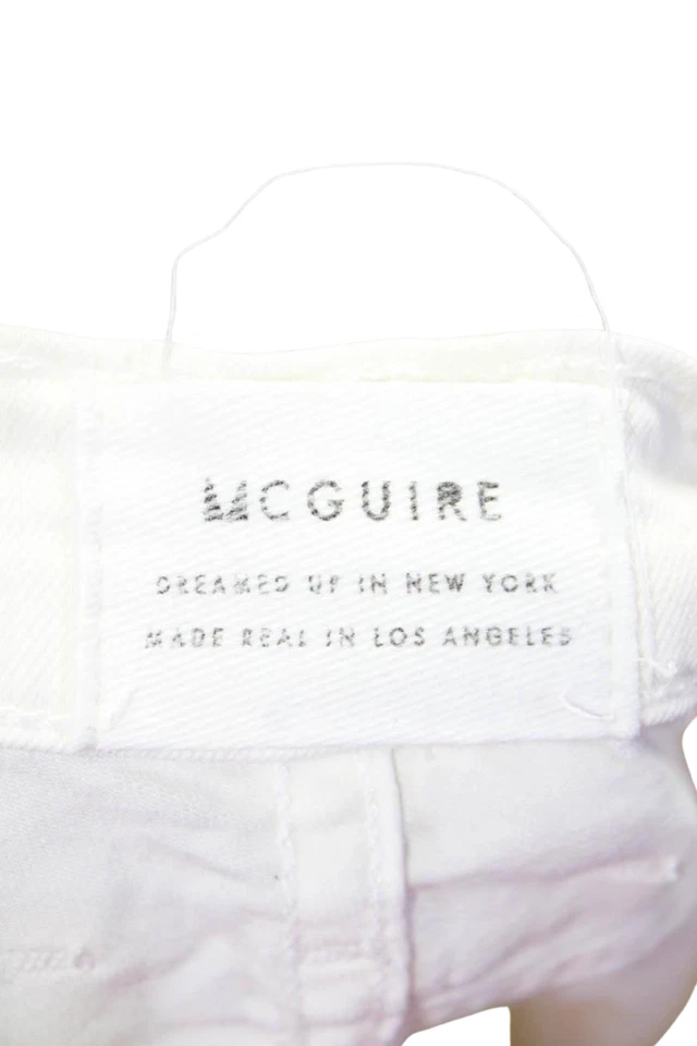 Jeans feminino McGuire cintura alta bainha crua alargada branco tamanho 29 - Imagem 4 de 4