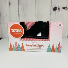 Totes Toasties Women's Size XL 9-10 Memory Foam Slippers Slip On Black Textured