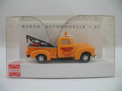 Busch HO Modelo 48209: camioneta Chevrolet como grúa, remolque Bulldog, sin usar, en caja | Zustand: Used