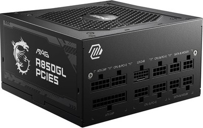 MSI MAG A850GL PCIE5 Netzteil, 850W, 80 Plus Gold, voll modular, ATX 3.0, 120mm
