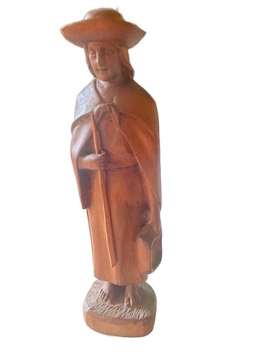 Vintage Hand Carved Wooden Man with Dog Folk Art Sculpture from Ecuador - Picture 3 of 5