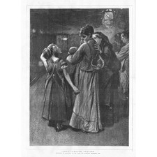 Departure of Emigrants for Liverpool from Euston Station - Antique Print...