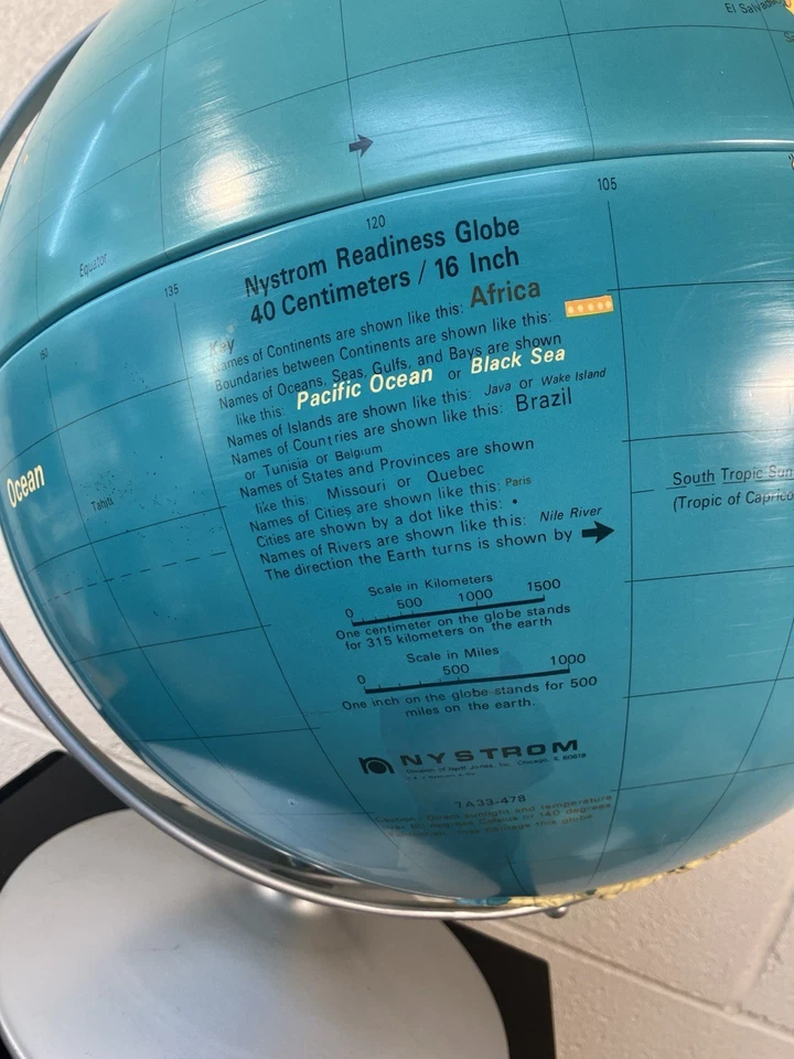 Globo topográfico inclinable vintage Nystrom 16" LECTURA GIRATORIA 33R-47 Foto 2 de 4