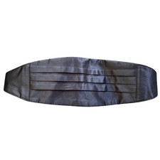 Mens Black Pleated Satin Formal Tuxedo Cummerbund Adjustable Waist Belt