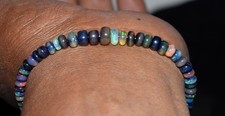 Natural Ethiopian Wello Fire Opal Gemstone Fire Beads 7.5"Bracelet F0620