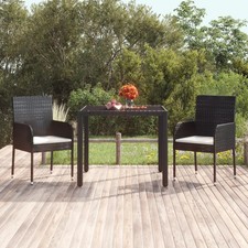 Garden Chair Set of 2 Black Poly Rattan Standard Durable