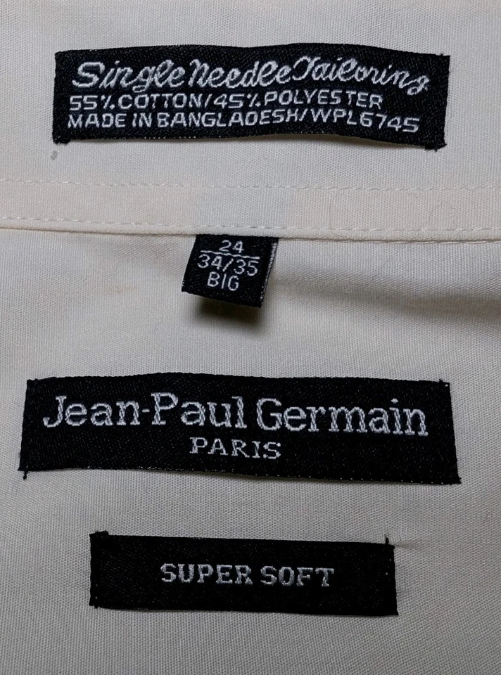Camisa social JEAN PAUL GERMAIN Paris super macia com botões marfim 24 34/35 grande masculina - Imagem 3 de 4