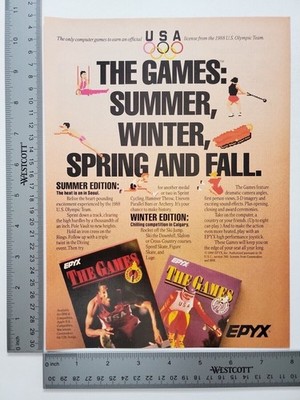 Epyx The Games Summer Edition Winter Usa Vintage Software Print Advertisement
