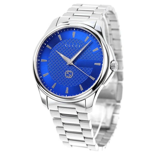 Gucci G-Timeless Men's Watch YA126371 Blue Dial Steel Quartz Used From Japan