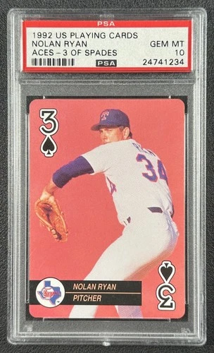 NOLAN RYAN PSA 10 1992 US PLAYING CARDS BASEBALL ACES 3 OF SPADES GEM 234
