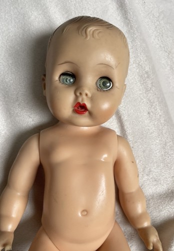 Vintage Drink and Wet Baby Doll 9 1/2” Molded Hair Sleepy Green Eyes w/ Lashes - Picture 7 of 9