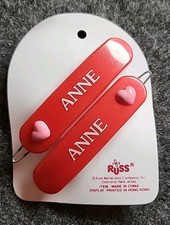 2 Red Vintage 1980's Russ Hair Clip Barrettes "ANNE"