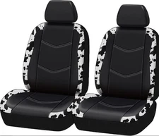 NOS Autodrive Car 2-Pack COW Pattern Black White Seat Covers Fits Most Vehicles