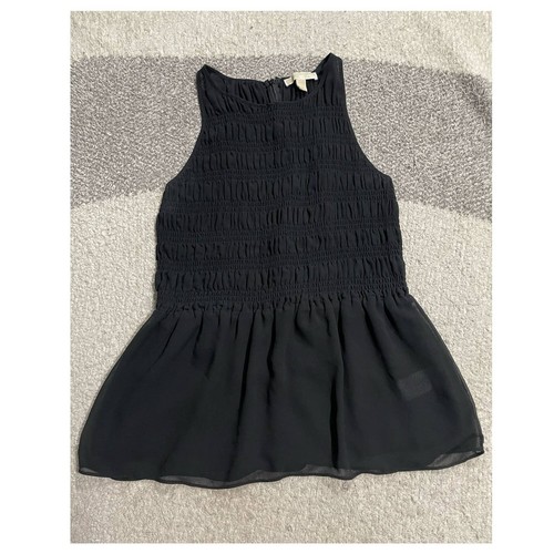 Michael Kors Ruched Sleeveless Top Womens Sz Xl Black Stretchy Blouse MU64KWP4UU