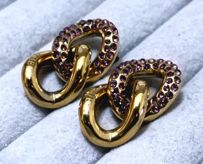 Pendientes GUESS Piedra Púrpura Color Oro con Bolsa de Almacenamiento 39694 Foto 3 de 4