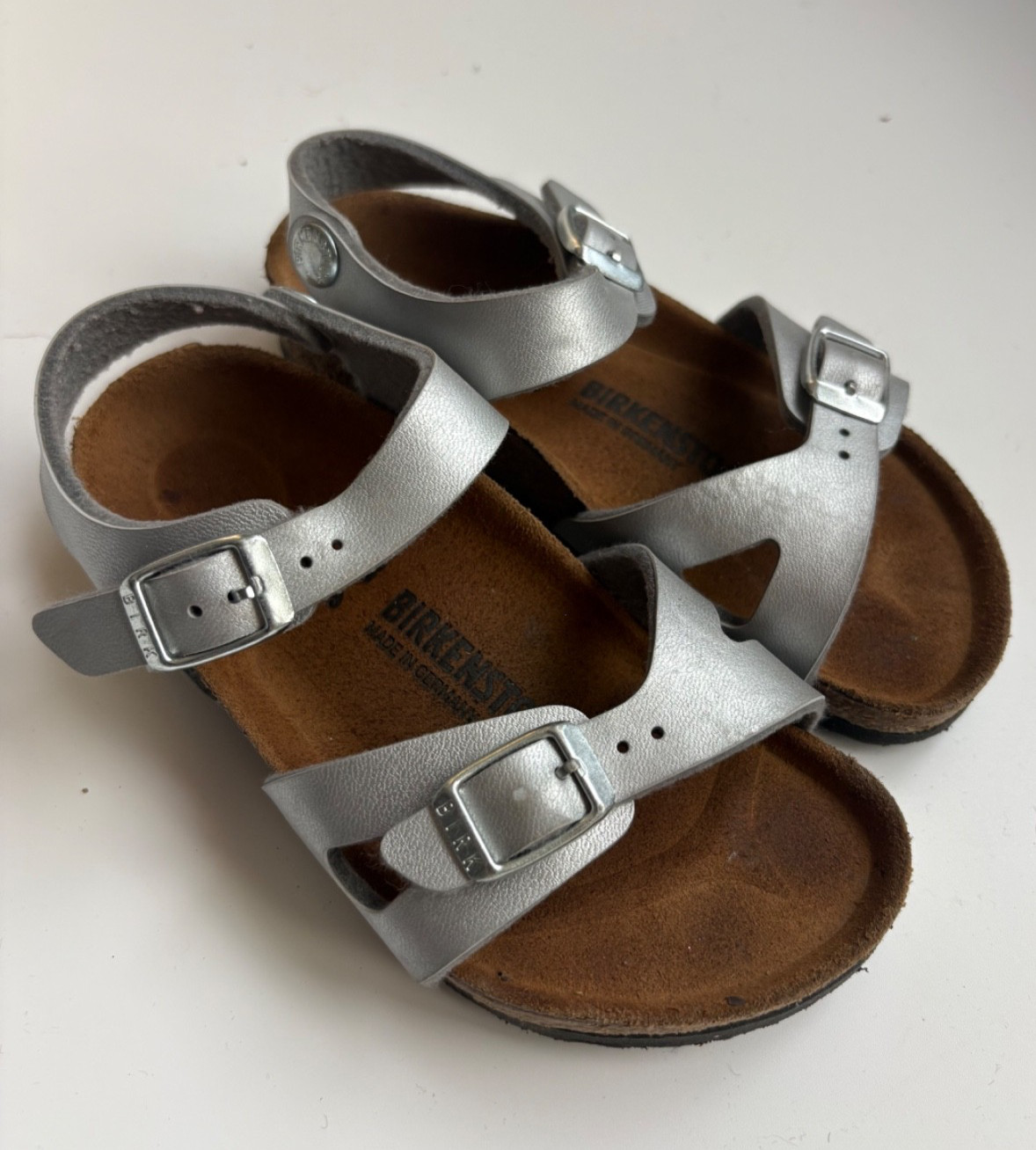 Birkenstock Rio Kids Silver Metallic Sandals Size EU 27 Toddler Girl